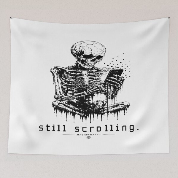 Item preview, Skeleton Scrolling – Glitch Doomscroll Digital Decay Streetwear Graphic designed and sold by ZeroContextCo.
