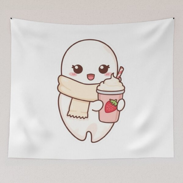 Item preview, Pastel Cozy Ghost with Coffee | Adorable Kawaii Ghost Sticker designed and sold by Stylestickers55.