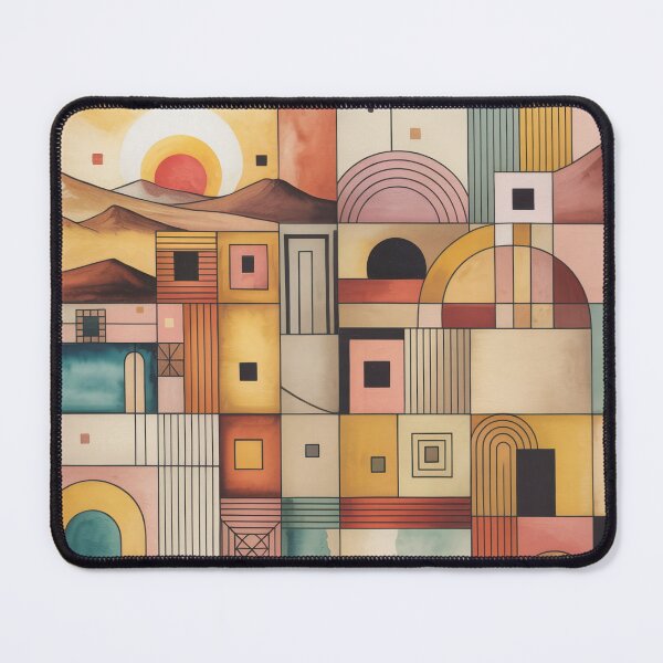 Item preview, Desert Village Geometry Abstract Wall Art | Paul Klee Inspired Modernist Desert Landscape designed and sold by Tamas Das.