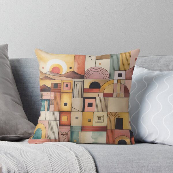 Item preview, Desert Village Geometry Abstract Wall Art | Paul Klee Inspired Modernist Desert Landscape designed and sold by Tamas Das.