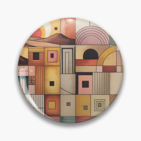 Item preview, Desert Village Geometry Abstract Wall Art | Paul Klee Inspired Modernist Desert Landscape designed and sold by Tamas Das.