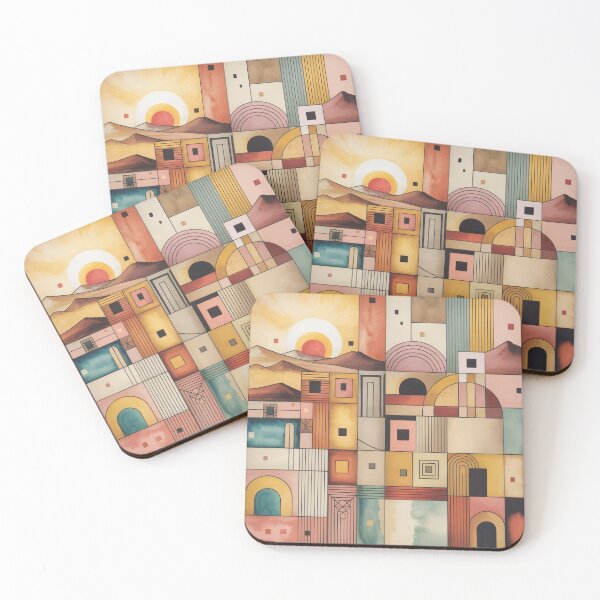 Item preview, Desert Village Geometry Abstract Wall Art | Paul Klee Inspired Modernist Desert Landscape designed and sold by Tamas Das.