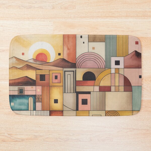 Item preview, Desert Village Geometry Abstract Wall Art | Paul Klee Inspired Modernist Desert Landscape designed and sold by Tamas Das.