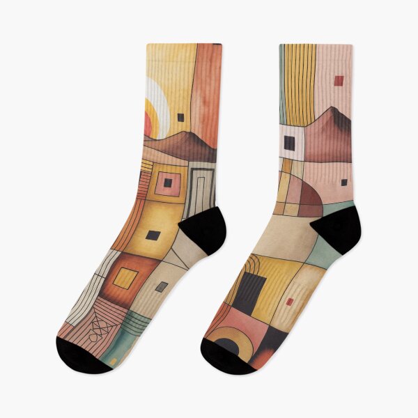 Item preview, Desert Village Geometry Abstract Wall Art | Paul Klee Inspired Modernist Desert Landscape designed and sold by Tamas Das.