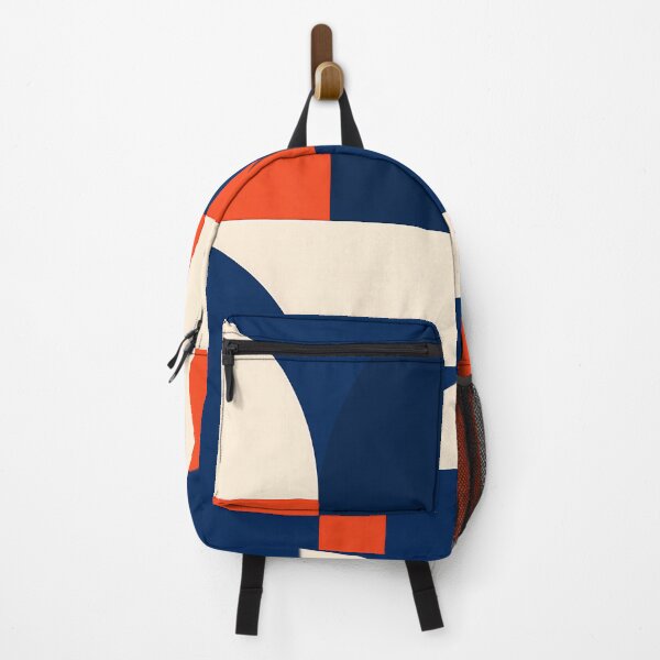 Item preview, Mid-Century Geometric Abstract Navy Orange Cream designed and sold by Aureva Arts Shop.