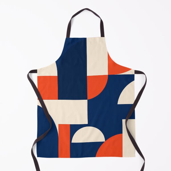 Item preview, Mid-Century Geometric Abstract Navy Orange Cream designed and sold by Aureva Arts Shop.