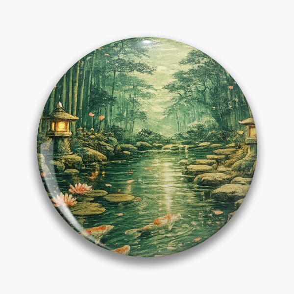 Item preview, Moonlit Bamboo Forest Koi Pond - Asian Fantasy designed and sold by irfanshikh.