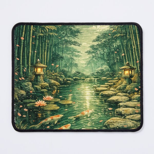 Item preview, Moonlit Bamboo Forest Koi Pond - Asian Fantasy designed and sold by irfanshikh.