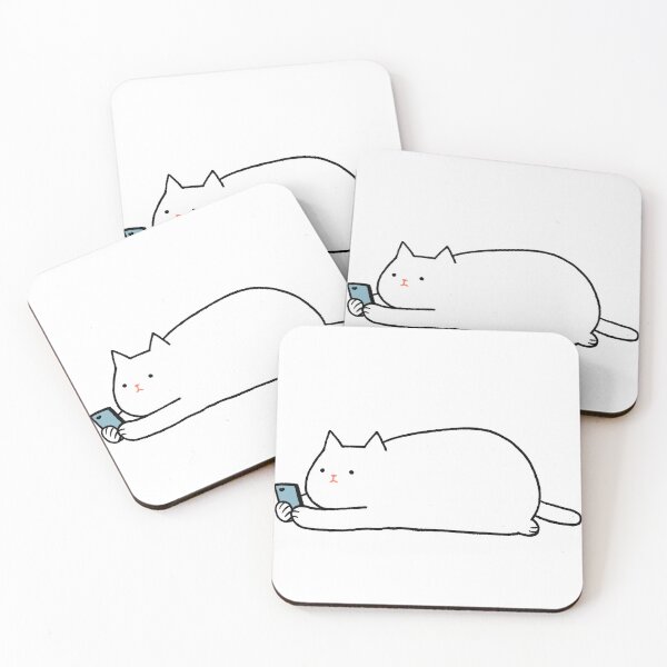 Item preview, Lazy Chubby White Cat Cute Cartoon designed and sold by Hoodybaba.