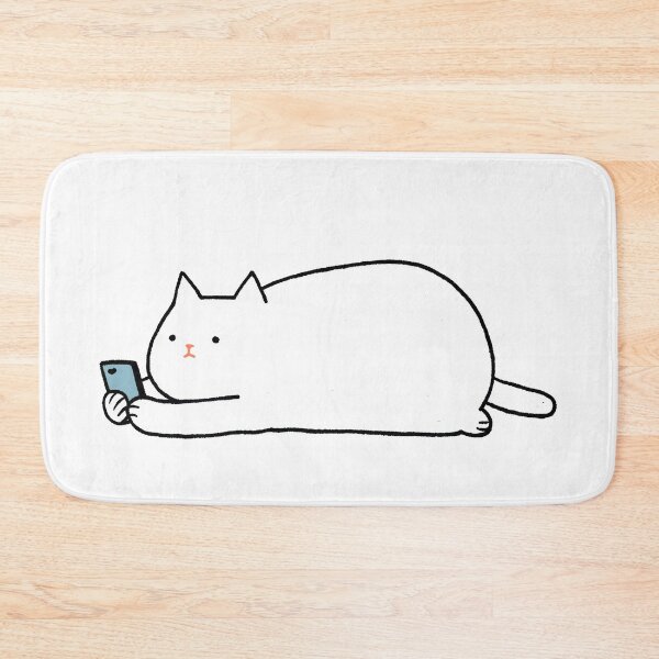 Item preview, Lazy Chubby White Cat Cute Cartoon designed and sold by Hoodybaba.