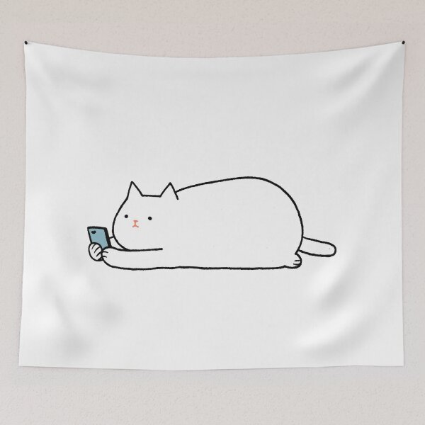Item preview, Lazy Chubby White Cat Cute Cartoon designed and sold by Hoodybaba.