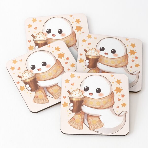 Item preview, Cute Cozy Ghost Coffee Deluxe Sticker | Luxury Kawaii Autumn Ghost designed and sold by Stylestickers55.