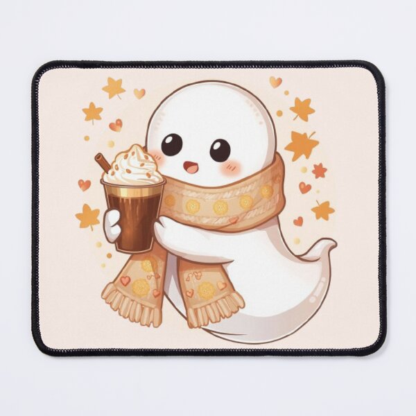 Item preview, Cute Cozy Ghost Coffee Deluxe Sticker | Luxury Kawaii Autumn Ghost designed and sold by Stylestickers55.