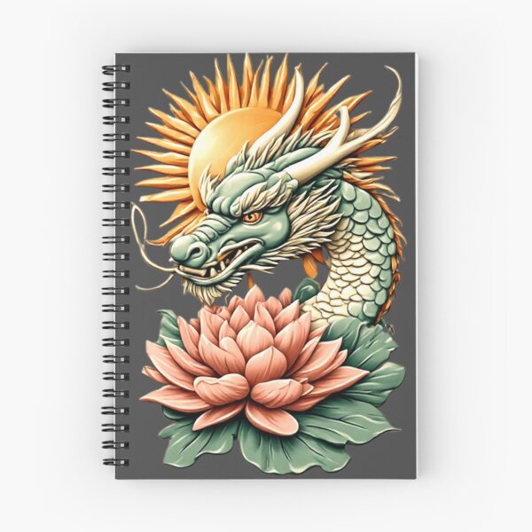 Item preview, Dragon with Lotus & Sun | Elegant Japanese Icon 01 designed and sold by Shift-Bloom.