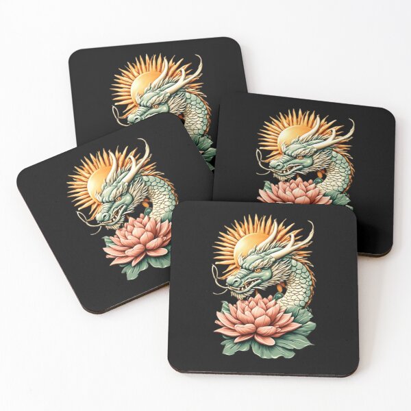 Item preview, Dragon with Lotus & Sun | Elegant Japanese Icon 01 designed and sold by Shift-Bloom.