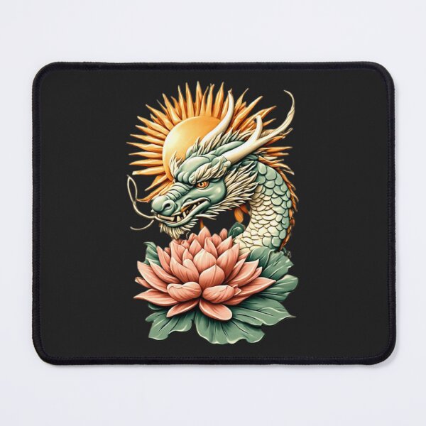 Item preview, Dragon with Lotus & Sun | Elegant Japanese Icon 01 designed and sold by Shift-Bloom.