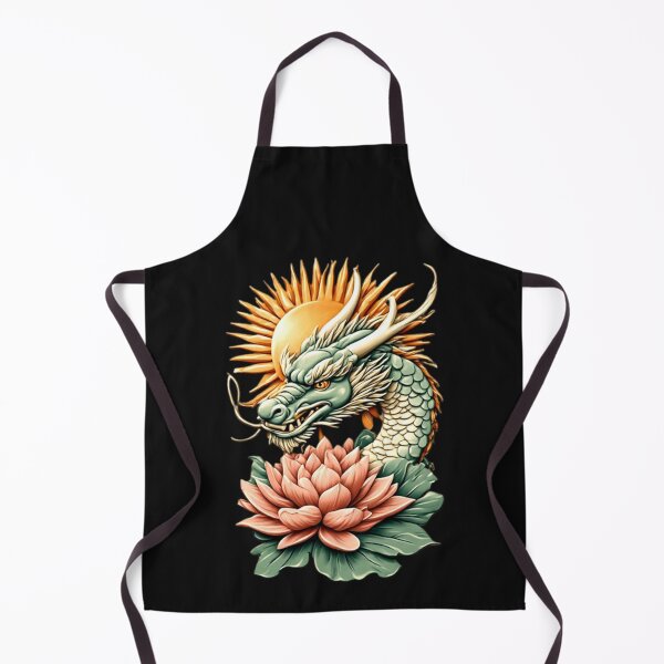 Item preview, Dragon with Lotus & Sun | Elegant Japanese Icon 01 designed and sold by Shift-Bloom.
