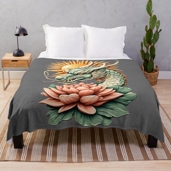 Item preview, Dragon with Lotus & Sun | Elegant Japanese Icon 01 designed and sold by Shift-Bloom.