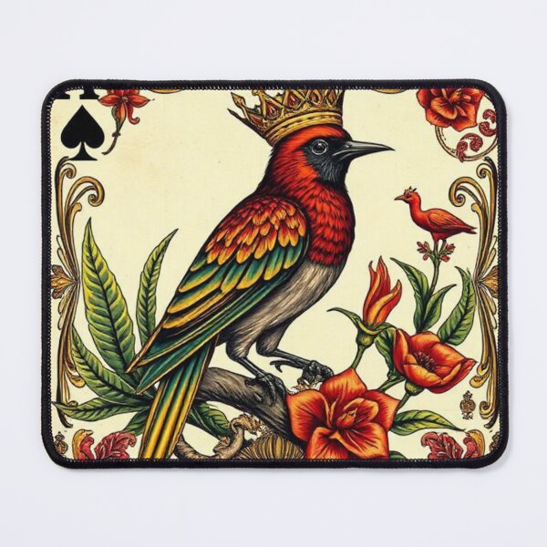 Item preview, Multicolored bird with a crown inside a playing card designed and sold by RAISC.