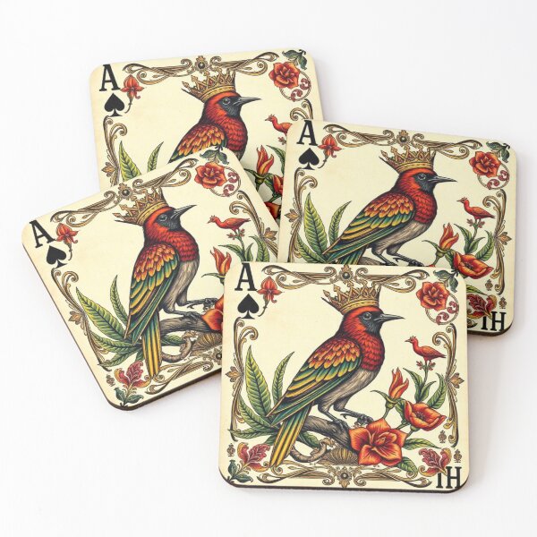 Item preview, Multicolored bird with a crown inside a playing card designed and sold by RAISC.