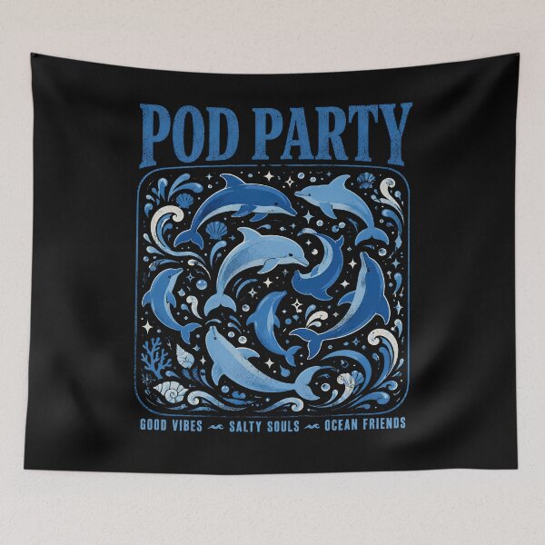 Item preview, Pod Party – Good Vibes Ocean Dolphin designed and sold by THREE LITTLE BEANS.