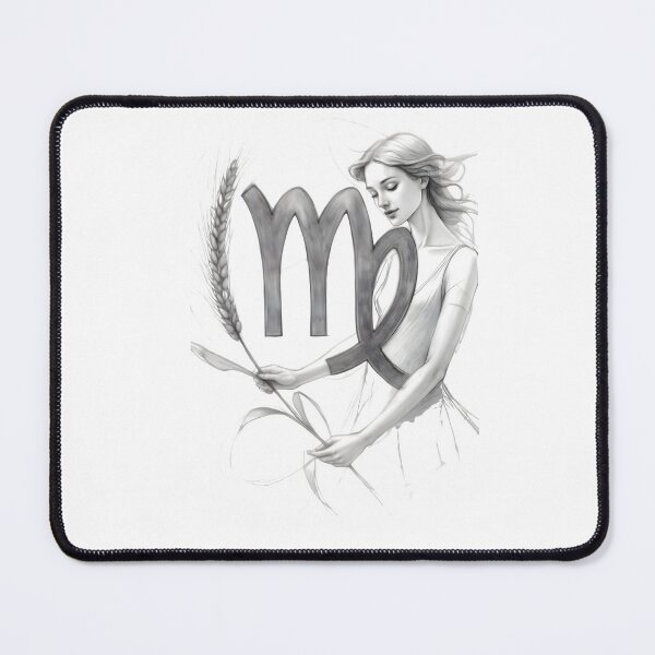 Item preview, Virgo Maiden Symbol Wheat Pencil Portrait Zodiac Art designed and sold by Zodiac Celestial Art.