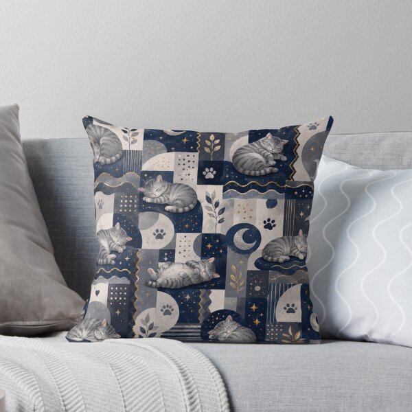 Item preview, Sleeping Gray Cat Moon Pattern designed and sold by Mindworx21.