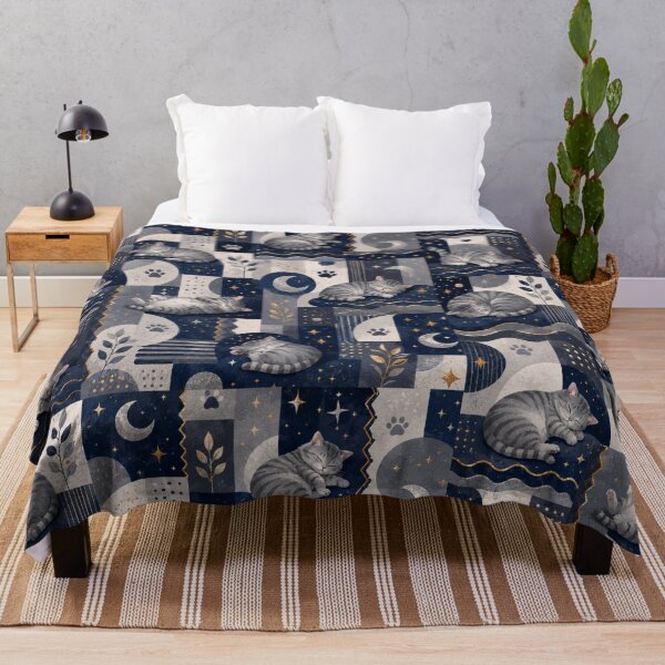 Item preview, Sleeping Gray Cat Moon Pattern designed and sold by Mindworx21.
