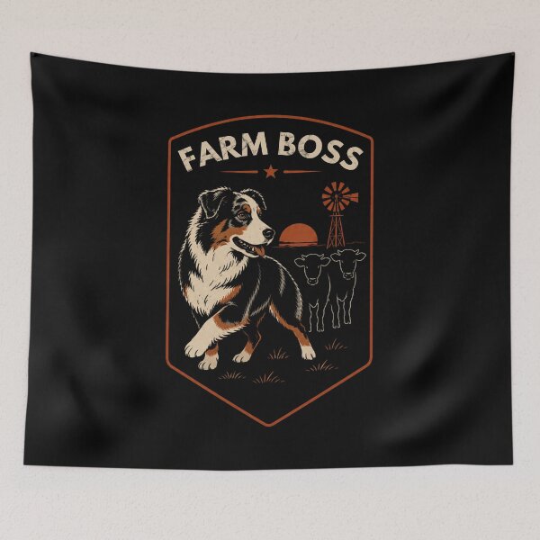 Item preview, Farm Boss Australian Shepherd Vintage Ranch Dog Western Graphic designed and sold by RusticMeadow.