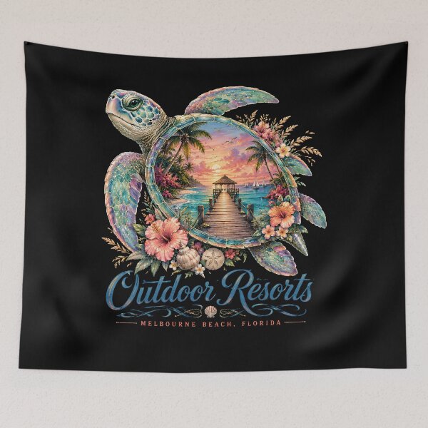 Item preview, Outdoor Resorts Melbourne Beach Florida – Tropical Sea Turtle Vacation  designed and sold by THREE LITTLE BEANS.