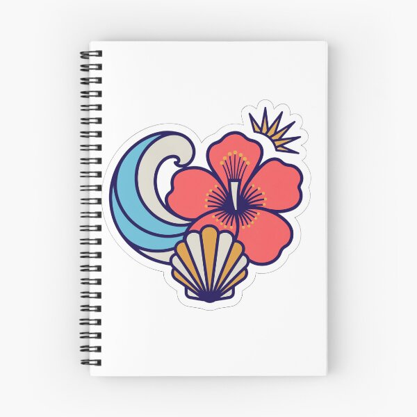 Item preview, Retro Coastal Wave Hibiscus Seashell Sticker designed and sold by KHCreative2025.