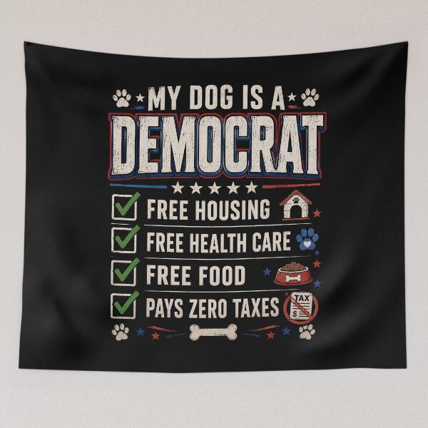 Item preview, My Dog Is A Democrat Shirt, Free Housing Free Food Funny Meme Hoodie, Political Humor Sweatshirt, Gift For Dog Lover  designed and sold by THREE LITTLE BEANS.