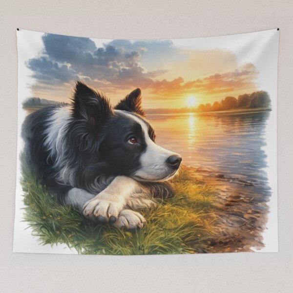 Item preview, Dreamy Border Collie at sunset designed and sold by CHRIST5000.