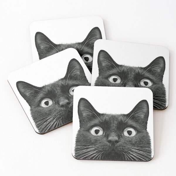 Item preview, Surprised Black Cat Funny Wide Eyes Cute Cat designed and sold by Hoodybaba.