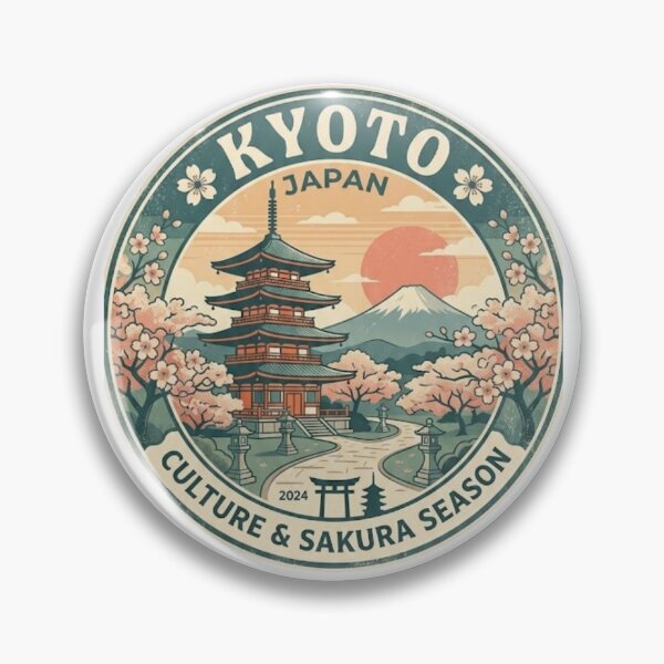 Item preview, Tokyo Japan Cherry Blossom Pagoda Retro Vintage Travel Sticker designed and sold by Zeyzep.