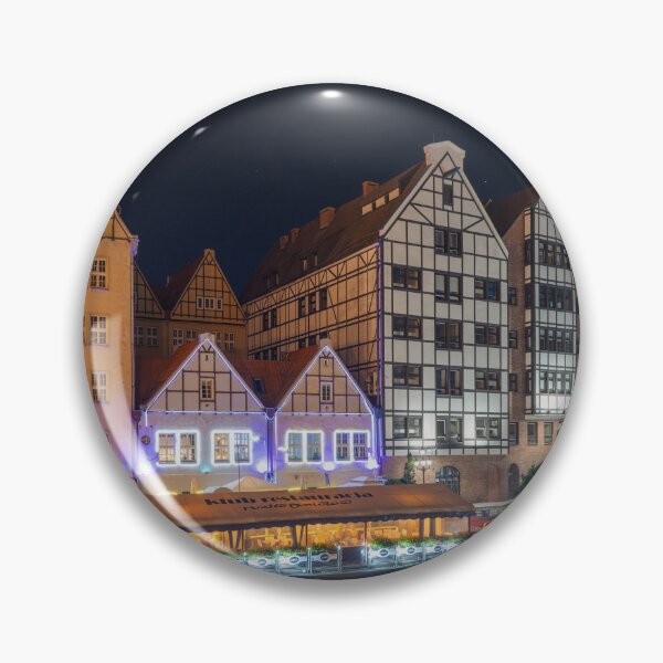Item preview, Old Town buldings along the riverside of Gdansk at night designed and sold by WorldScenery.