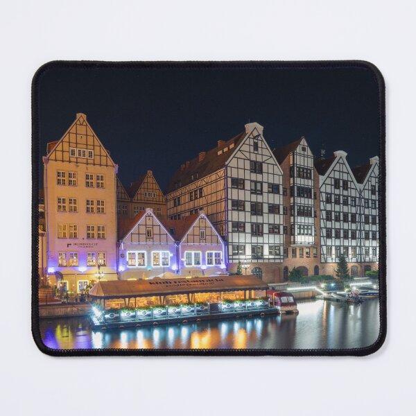 Item preview, Old Town buldings along the riverside of Gdansk at night designed and sold by WorldScenery.