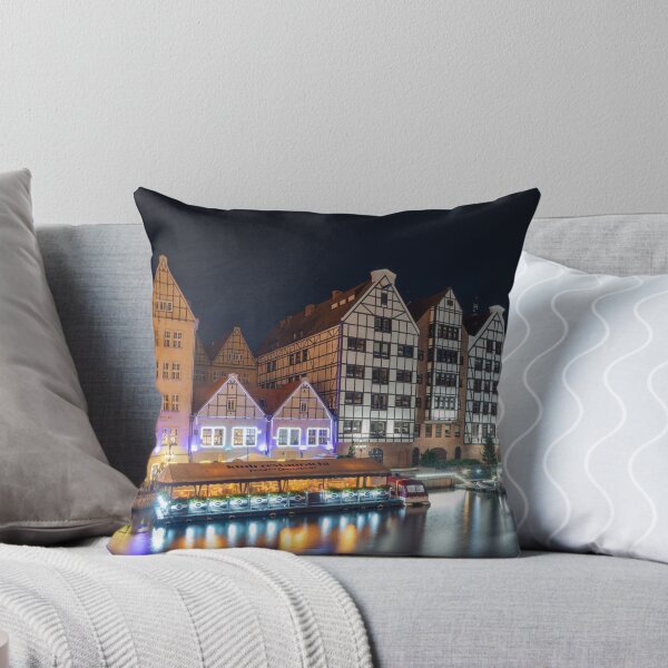 Item preview, Old Town buldings along the riverside of Gdansk at night designed and sold by WorldScenery.