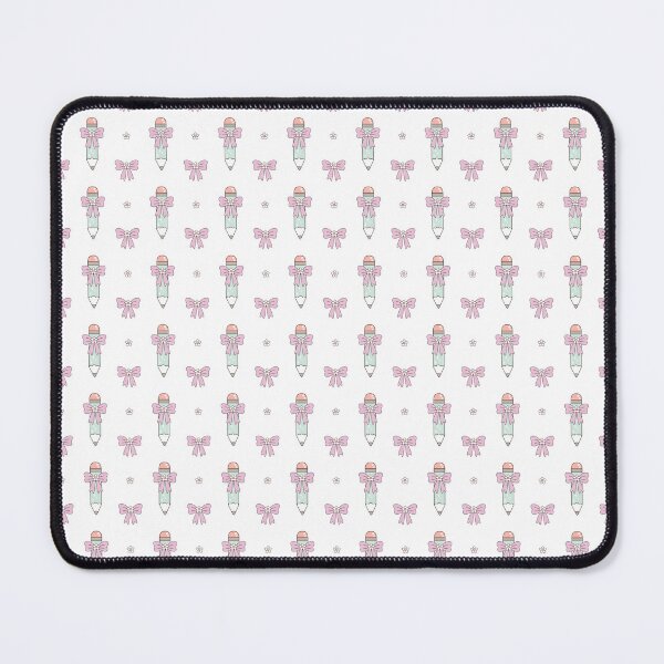 Item preview, Girly School Pattern with Pencils and Coquette Bow designed and sold by Julza Art.