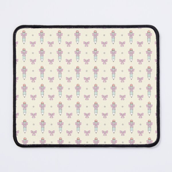 Item preview, Girly School Pattern with Pencils and Coquette Bow designed and sold by Julza Art.
