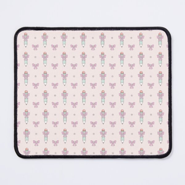 Item preview, Girly School Pattern with Pencils and Coquette Bow designed and sold by Julza Art.