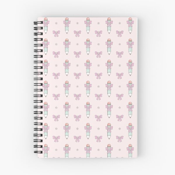 Item preview, Girly School Pattern with Pencils and Coquette Bow designed and sold by Julza Art.