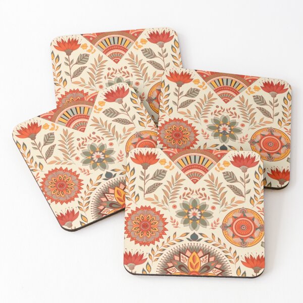 Item preview, Boho chic floral mandala in orange  designed and sold by IvanaIka.