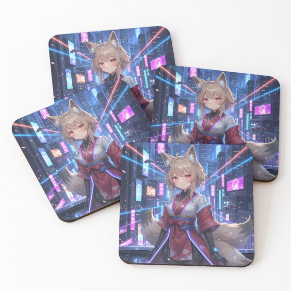Item preview, Cute Cyberpunk Kitsune Anime Girl in Tokyo designed and sold by Myanimegirlshop.