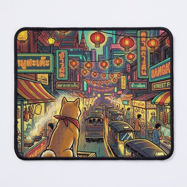 Item preview, Shiba Inu In Neon Night Market designed and sold by mattewjoilen.