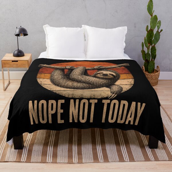 Item preview, Nope Not Today – Funny Lazy Sloth Retro designed and sold by THREE LITTLE BEANS.