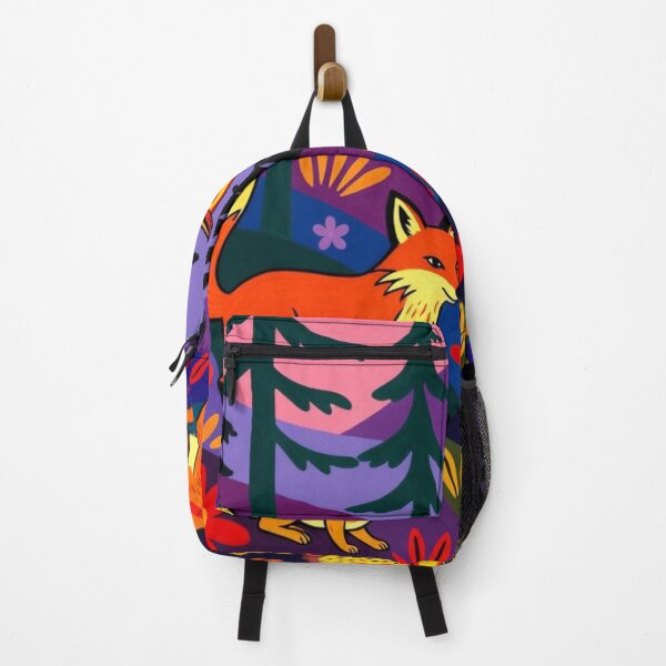 Item preview, Retro Folk Art Mountain Sunset Forest Animals Painting designed and sold by Nexus Space.
