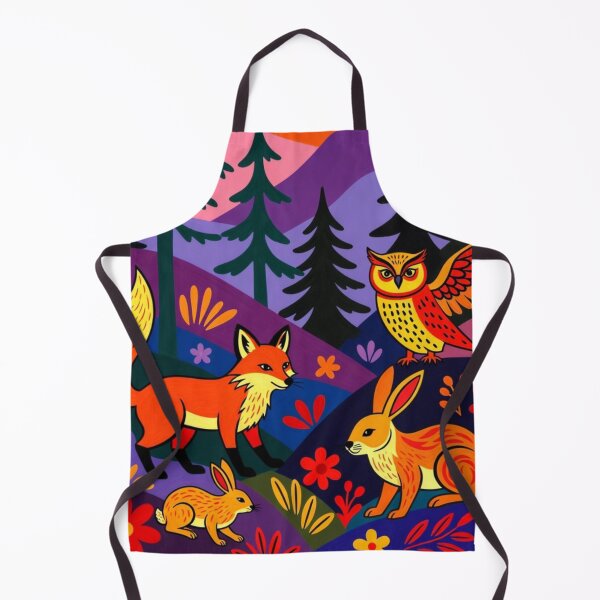 Item preview, Retro Folk Art Mountain Sunset Forest Animals Painting designed and sold by Nexus Space.