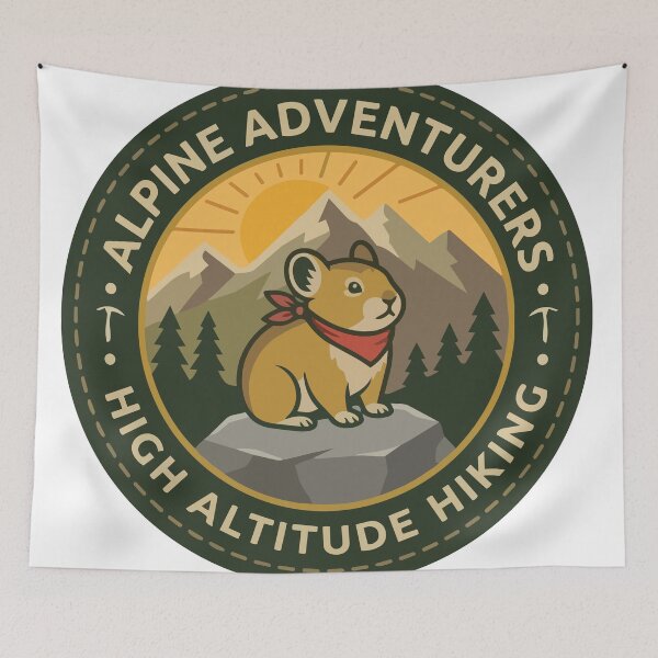 Item preview, Adventurous Pika Mountain Explorer Retro Badge designed and sold by Arc2020.