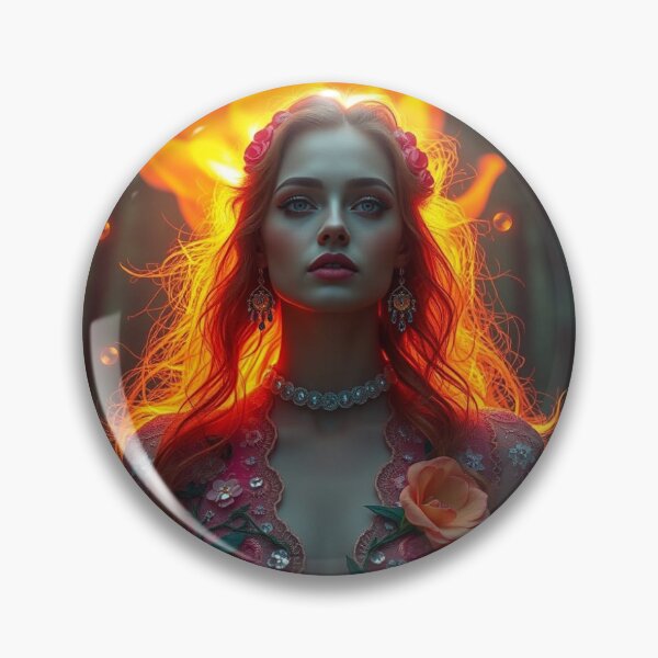 Item preview, Surreal Fire Glow Portrait – Floral Fantasy Style designed and sold by FotoworldEdel.